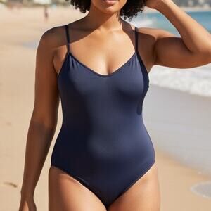 J. Crew Navy Blue Scoop Neck One-Piece Swimsuit Size 24 NWT – Plus Size